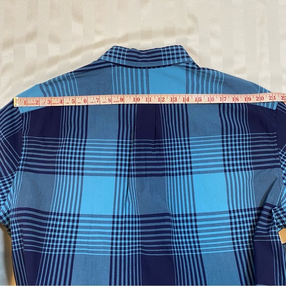 J. Crew Secret Wash Shirting Slim Button Down Plaid Shirt XXL Blue Stretch NWT - Picture 15 of 15